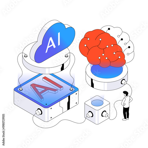 Creative design illustration of ai cloud 