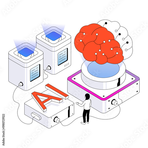 Modern design illustration of ai brain