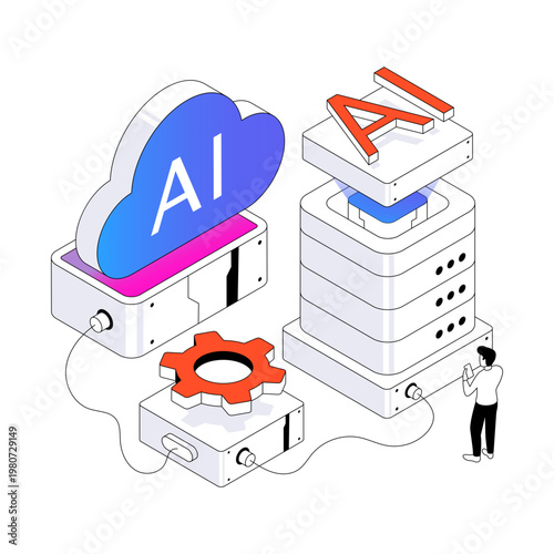 A unique design illustration of ai server 