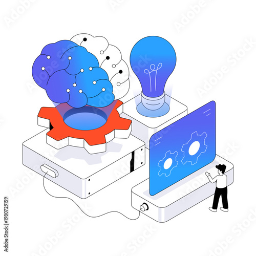Editable design illustration of technical mind 
