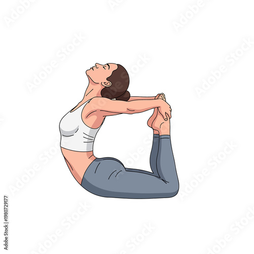 Woman doing yoga in fitness studio.
