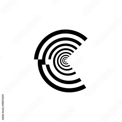 Black and white maze logo design.