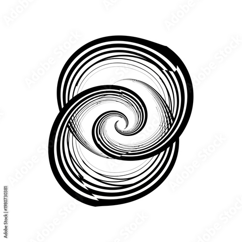 Black and white swirl design element.