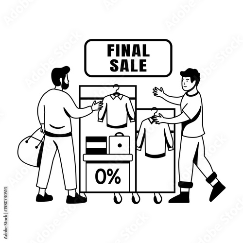 A glyph illustration of a customer get free coupons 
