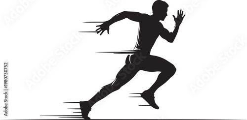 Black silhouette of a man running motion