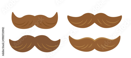 Cute Brown Mustache Set Flat Vector Beard Illustration.
Cartoon Brown Mustache Set Cute Beard Vector. 
Simple Brown Mustache and Beard Collection Cute Clipart.