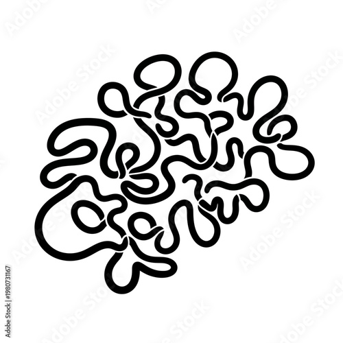 Black squiggly lines forming abstract shape.