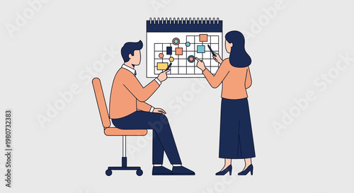 Business professionals discussing marketing strategies in a modern office setting