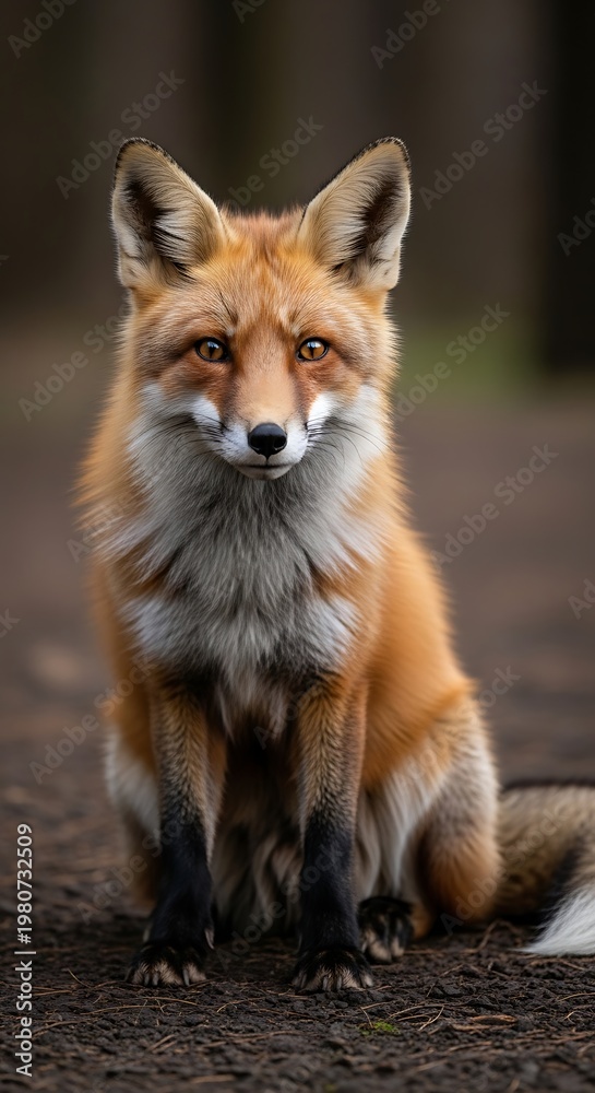 Fototapeta premium Red Fox Portrait - A Wild Gaze in the Forest.