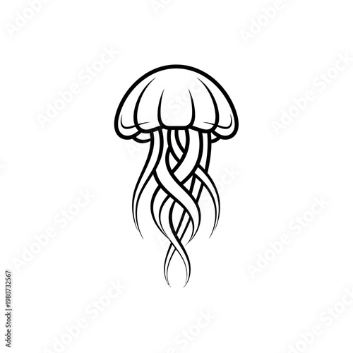 Black and white jellyfish line art.