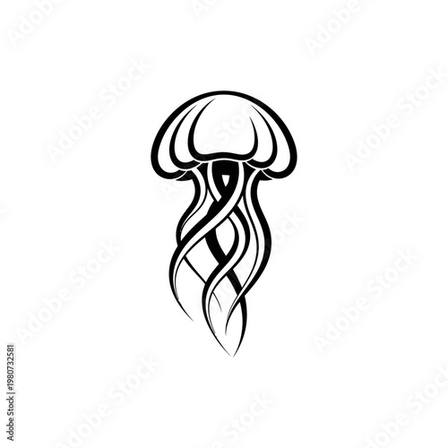 Black and white jellyfish line art.
