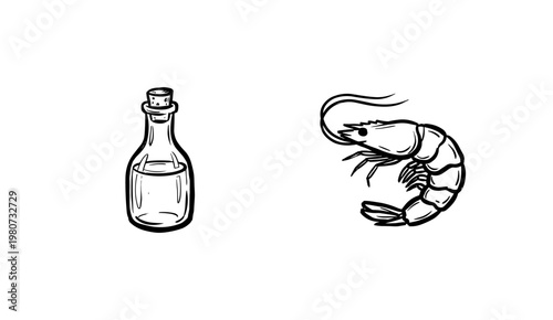 Pizza Ingredients and Italian Cooking Elements with Hand-Drawn Inky Brush Strokes and Saturated Chalkboard Aesthetic