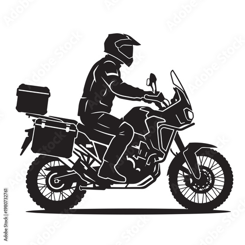 Adventure Motorcycle Rider Silhouette Vector – Minimalist Motorbike Graphic