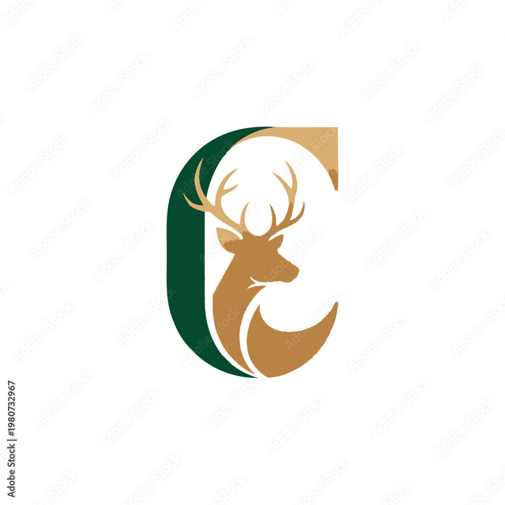 Obraz premium Deer Antler Animal Logo Design.