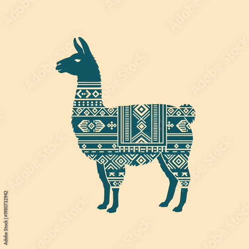 Decorative llama with traditional patterns.