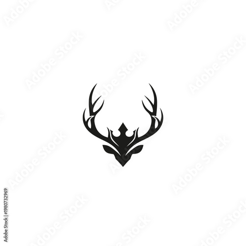 Deer Antlers Silhouette Icon Graphic.