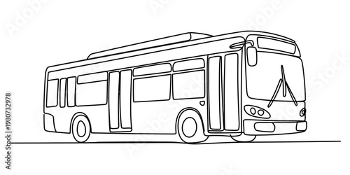 A simple black and white line drawing of a city passenger bus for children to color at home. Vector, illustration