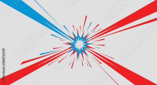 Explosion of red and blue lines originating from the center, creating a dynamic and energetic abstract background.