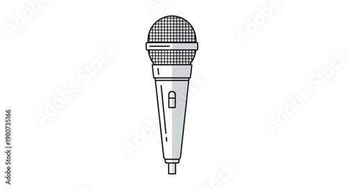 Modern professional microphone icon with grey shading and black outlines suitable for podcasts music and communication themes.