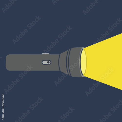 Bright LED Flashlight Illuminating a Dark Environment for Outdoor and Emergency Use