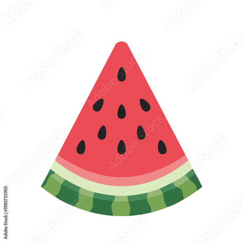 Fresh Watermelon Slice on White Background for Summer and Fruit Themes