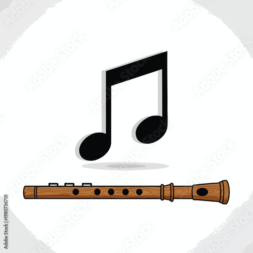 Musical Note and Flute Illustration for Creative and Educational Content