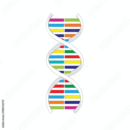 Colorful Abstract Illustration of a DNA Helix for Scientific and Educational Use