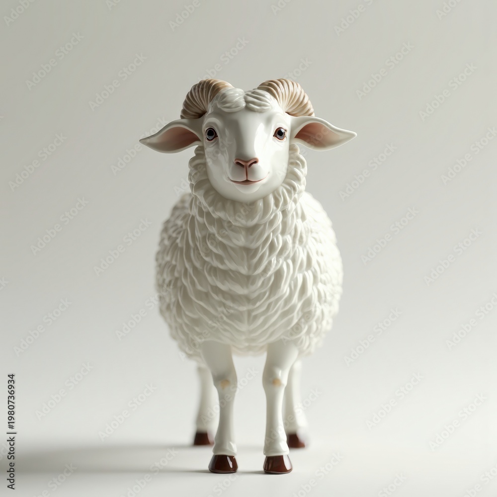 Fototapeta premium Cute and Whimsical Cartoon Sheep with Fluffy Wool and Friendly Expression