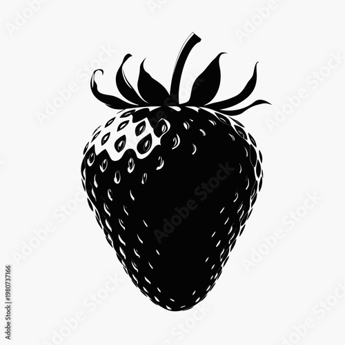 Black strawberry, fruit icon, vector illustration, berry graphic