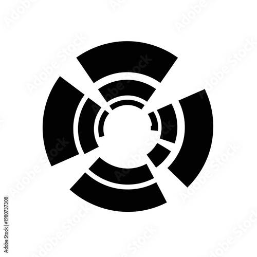 Black and white circular sector graphic.