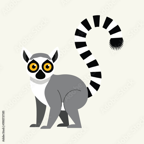 Stylish Cartoon Lemur Animal Illustration for Nature and Wildlife Themes