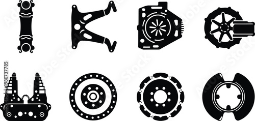 Auto Mechanical Spare Parts Silhouette Icon Vector illustration