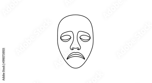 Sad face, emotional icon, minimalist design, black line art