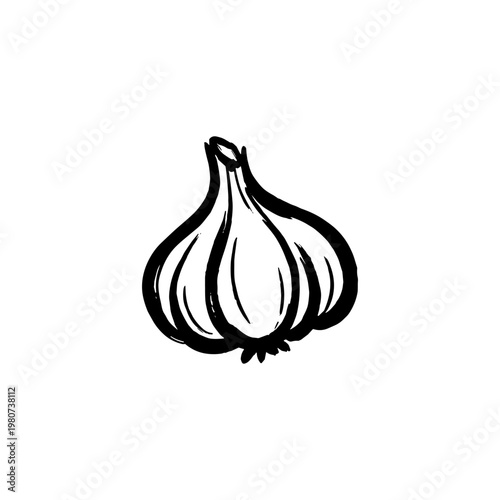 Garden Herbs and Culinary Spices Botanical Elements with Inky Brush Strokes and Hand-Drawn Painterly Aesthetic