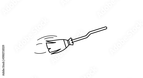Broom, Cleaning, Sweeping Icon, Vector Broom Illustration, Black and White