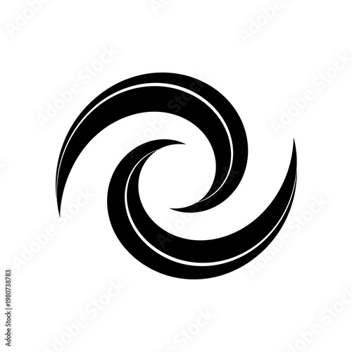 Black swirl graphic design element symbol.