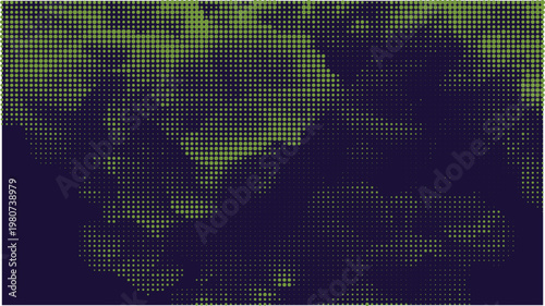 Abstract Dotted Pattern of Dark Silhouettes Against Green Background.