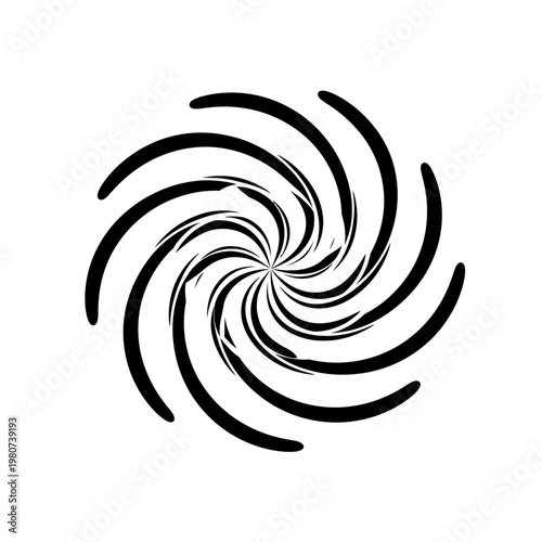 Black swirling spiral shape design element.