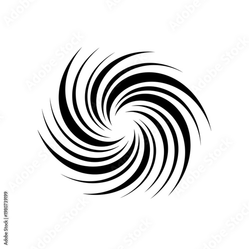 Black swirling spiral shape design element.