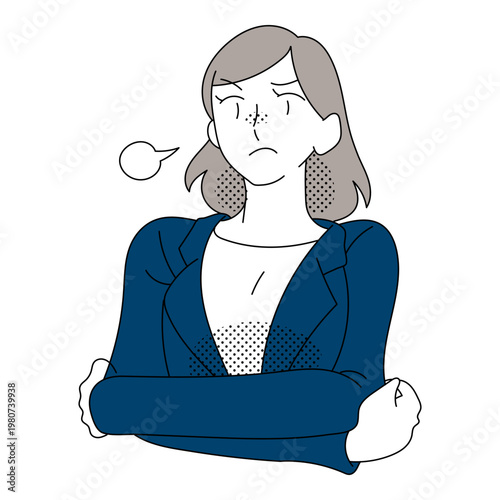 腕組みで不満を言うビジネスウーマンのイラスト