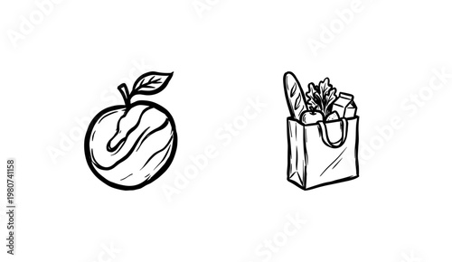 Italian Pizza Cuisine and Food Delivery Elements with Fluid Ink Brush Strokes and Hand-Drawn Painterly Style