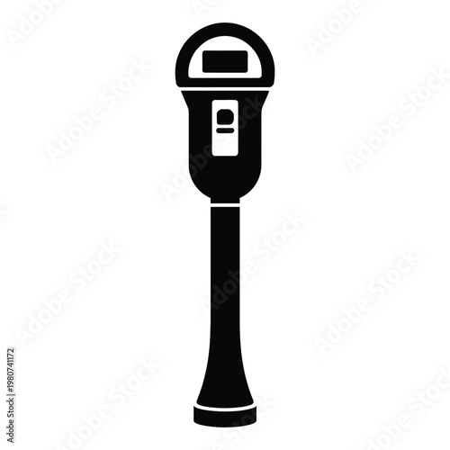 A simple black silhouette of a classic parking meter on a white background silhouette
