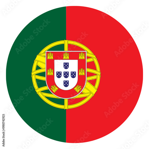 Portugal Flag in Circle Shape