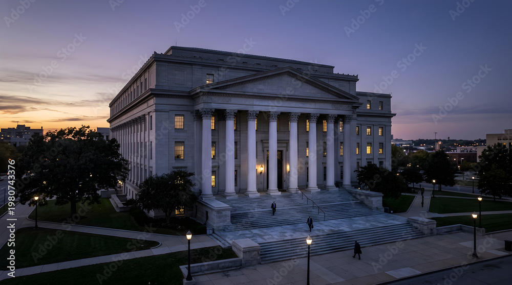 Obraz premium Government building with grand staircase and columns