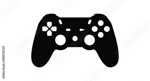 A black silhouette of a modern video game controller minimalistic design silhouette