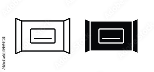 Wipes pack icon. black and white line icons pack.