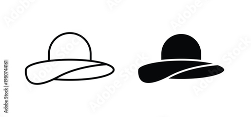 Woman hat icon. black and white line icons pack.