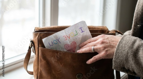 Close-up of a woman's hand finding a colorful handwritten 