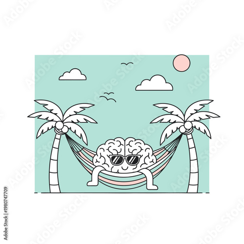 Brain in Hammock Wearing Sunglasses.