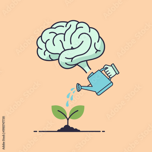 Brain Nourishing Growth Mindset Concept.